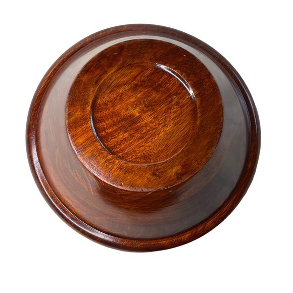 Julie Pomerantz Teak Wood Serving Fruit Bowl 12 in Vintage u - Picture 4 of 5